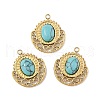 304 Stainless Steel Pave Synthetic Turquoise Pendants STAS-P380-19G-01-1