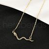 Brass Pave Black Cubic Zirconia Snake Pendant Necklaces NJEW-D320-02ASG-2