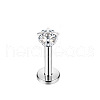 Stainless Steel Clear Cubic Zirconia Threadless Labret Stud WGC142D-08-1