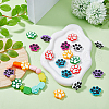 DICOSMETIC 21Pcs 7 Colors Dog Paw Print Food Grade Eco-Friendly Silicone Focal Beads SIL-DC0001-31-6