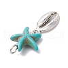 7Pcs 7 Styles Dyed Synthetic Turquoise Starfish & Alloy Sea Animals Pendants PALLOY-JF03752-01-5