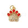 Brass Micro Pave Clear Cubic Zirconia & Enamel Pendants KK-Q098-30G-A-1