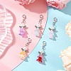 Angel Transparent Glass & ABS Plastic Imitation Pearl Pendant Decorations HJEW-JM03294-1