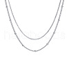 304 Stainless Steel Double-Layer Necklace NJEW-Q321-01P-1
