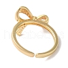 Bowknot Brass Micro Pave Clear Cubic Zirconia Open Cuff Rings for Women RJEW-C098-25G-3