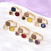 Natural Amethyst/Dyed Jade/Sodalite/Korean Jade/Rose Quartz/Agate Germ Cuff Rings RJEW-M076-05G-1