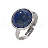 Half Round Natural Lapis Lazuli Finger Rings X-RJEW-M062-01P-04-2