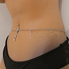 Iron Crystal Rhinestone Flat Round Dangle Bell Button Ring Link Waist Chains for Women WG3639B-01-2