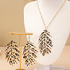 Leaf Leopard Print Alloy Pendant Necklaces & Dangle Earrings Sets FS-WG98753-01-3