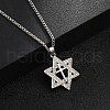 Brass Micro Pave Clear Cubic Zirconia Star Pendant Necklaces NJEW-M211-02B-P-2
