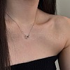 Round Ring 925 Sterling Silver Pave Cubic Zirconia Pendant Necklaces for Women NJEW-F338-05P-6