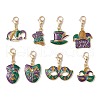8Pcs 8 Styles Carnival/Mardi Gras Theme Alloy Enamel & Glitter Powder Pendants Decoration HJEW-JM02997-2