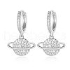 Brass Micro Pave Clear Cubic Zirconia Hoop Earrings EJEW-OY001-10P-1