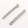 Platinum Plated Stick Alloy Rhinestone Pendants ALRI-E115-01P-1