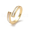 Brass Micro Pave Cubic Zirconia with Shell Cuff Rings RJEW-Z101-02G-4