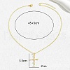 Elegant Brass Pave Clear Cubic Zirconia & White Imitation Pearl Cross Pendant Necklaces for Women JU1999-6