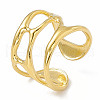 Ion Plating(IP) 304 Stainless Steel Wide Hollow Open Cuff Ring for Women RJEW-G275-02G-1
