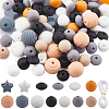 SUNNYCLUE 7Pcs 7 Colors Round with Nylon Thread Food Grade Eco-Friendly Silicone Beads DIY-SC0025-32-1