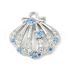 Brass Pave Light Sky Blue and Clear Cubic Zirconia Sea Animal Connector Charms KK-M326-07A-P-1