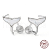 Rhodium Plated 925 Sterling Silver Stud Earring Findings STER-G036-02P-1