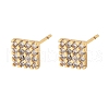 Square Brass Micro Pave Clear Cubic Zirconia Stud Earrings for Women EJEW-G428-12G-01-4