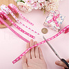  5Rolls 5 Styles Polyester Wave/Breast Cancer Awareness Ribbon Printed Ribbon OCOR-PH0004-22-3