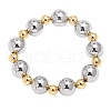 Brass Round Beaded Stretch Bracelets for Women BJEW-S159-01C-1