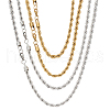 GOMAKERER 4Pcs 4 Style Rack Plating 304 Stainless Steel Twist Rope Chain Necklaces NJEW-GO0001-03D-1