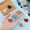 6Pcs 6 Colors Heart Polymer Clay Rhinestones Stethoscope Pendant Decorations HJEW-OC00054-3