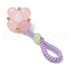 Baking Painted Imitation Jade Glass Woven Clover Pendant Decorations HJEW-JM03148-03-4