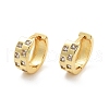 Square Pattern Rack Plating Brass Clear Cubic Zirconia Hoop Earrings for Women EJEW-G409-02G-1