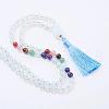 Opalite Tassel Pendant Necklaces NJEW-P193-A08-2