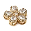 Brass Pave Cubic Zirconia 5-Petal Flower Multi-Strand Links KK-I276-30G-3