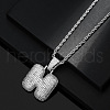 Brass Micro Pave Clear Cubic Zirconia Chunky Initial Pendant Necklaces WG24EA8-08-1