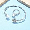 Heart Clover Brass Micro Pave Cubic Zirconia Cuff Bangles & Rings Sets for Women SJEW-R002-02P-01-1