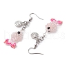 Fish with Shell Shape 304 Stainless Steel Glass Beads Dangle Earrings EJEW-MZ00436-03-4