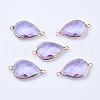 Golden Tone Brass Glass Teardrop Links connectors GLAA-J010A-HF02-G-1