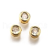 Flat Round Brass Micro Pave Clear Cubic Zirconia Slede Charms KK-C106-11G-1