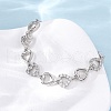 Brass Micro Pave Clear Cubic Zirconia Link Bracelets for Women BJEW-D342-03P-3