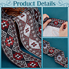 7M Ethnic Style Polyester Rhombus Flower Jacquard Ribbon OCOR-WH0101-05-4
