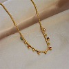 316 Surgical Stainless Steel Pave Colorful Cubic Zirconia Ball Chain Flat Round Tassel Necklaces FS-WGDEC77-01-2