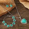 Heart Synthetic Turquoise Pendant Necklaces & Dangle Earrings & Link Bracelets Sets FS-WG4AC47-01-2
