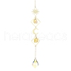 Wire Wrapped Nuggets Natural Quartz Rhombus Hanging Ornaments HJEW-JM02397-1