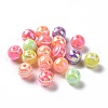 UV Plating Rainbow Iridescent Drawbench Acrylic Beads OACR-E009-10C-1