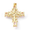 Brass Pave Cubic Zirconia with ABS Plastic Imitation Pearl Pendants KK-G467-01G-3