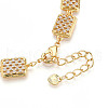 Brass Micro Pave Clear Cubic Zirconia Rectangle Link Chain Bracelets for Women ZIRC-T016-07G-4