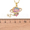 304 Stainless Steel Hot Pearl Enamel Constellation Planet Pendant Necklaces NJEW-D310-01I-G-3