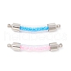 2Pcs 2 Colors Transparent Glass Curved Tube Connector Charms PALLOY-JF03777-1