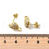 Brass Micro Pave Cubic Zirconia Stud Earring Findings KK-Z102-12G-2