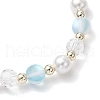 5Pcs Synthetic Moonstone & Glass & Shell Pearl Beads Strech Bracelets for Women BJEW-JB11856-5